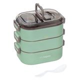 Odea Üç Katlı 1450ML Bento Lunchbox, Mini Sosluklu, Çelik Sefer Tası - Ahşap - Bej