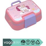 Odea Vagonlife Bento 1030ML Lunchbox Tek Katlı 3 Bölmeli Pp Plastik Sefer Tası Yemek Kutusu (Pembe) - Ahşap - Bej