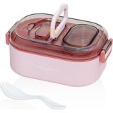 Odea Vagonlife Bento 550ML Lunchbox Tek Katlı Bölmesiz Çelik Sefer Tası Yemek Kutusu (Pembe) - Ahşap - Bej
