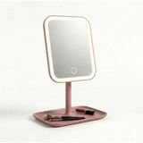 Odea Vios Store LED Işıklı Masaüstü Makyaj Aynası - Dokunmatik Sensörlü, Parlaklık Ayarlı ve Organizer Tabanlı Taşınabilir Kozmetik Aynası - USB Bağlantılı Profesyonel Bakım ve Makyaj Standı