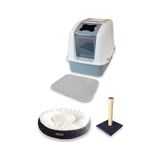 Odea Xxl Kapalı Kedi Tuvaleti + Simit Yatak + Tırmalama + Paspas Kedi Başlangıç Seti - Xxlkt1