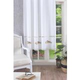 Ödel Home 160x180 cm Beyaz Ajurlu Dantelli Yaprak Nakışlı Fon Perde