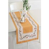 Ödel Home 50x130 cm Hardal Buldan Kumaşı Çiçekli İpek İşlemeli Runner