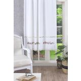 Ödel Home Ajurlu Dantelli Çiçek Nakışlı Fon Perde Beyaz 150 x 100