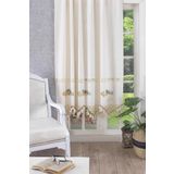 Ödel Home Ajurlu El İşi Dantelli Yaprak Nakışlı Fon Perde Naturel 160 x 180