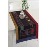 Ödel Home Bordürlü Meydaniye Yamalı ve İşlemeli Runner Siyah 50 x 130