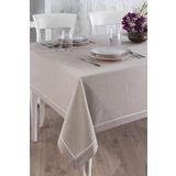 Ödel Home Buldan Keteni Biyeli Masa Örtüsü Sütlü Kahverengi 140 x 180