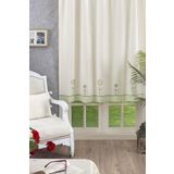 Ödel Home Buldan Keteni Bordürlü Motifli Aplikalı İşlemeli Perde Yeşil 150 x 100