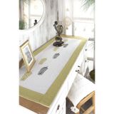 Ödel Home Buldan Keteni Bordürlü Taş Baskılı Yaprak Desenli Runner Fıstık Yeşili 50 x 130