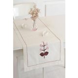 ÖDEL HOME Buldan Keteni Çiçek İşlemeli Runner Pudra 50 x 130