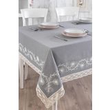 Ödel Home Dantelli İplik İşlemeli Masa Örtüsü Antrasit 140 x 240