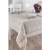 Ödel Home Dantelli İplik İşlemeli Masa Örtüsü Sütlü Kahverengi 140 x 180