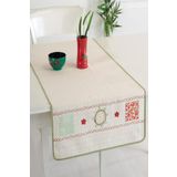Ödel Home Naturel Renkli Biyeli Motifli İşlemeli Runner Yeşil 50 x 130