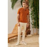 odelon Basic Regular Fit Erkek Taba Polo Yaka Tişört