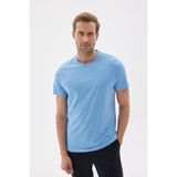 Odelon Bisiklet Yaka Pamuk Slim Fit Erkek Açık Mavi Basic Tişört