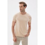 Odelon Erkek Bisiklet Yaka Slim Fit Basic Tişört Bej - XL