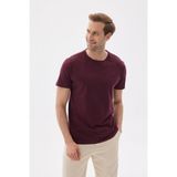 Odelon Erkek Bisiklet Yaka Slim Fit Basic Tişört Bordo - XXL