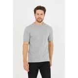 Odelon Erkek Bisiklet Yaka Slim Fit Basic Tişört Gri Melanj - XXL