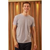 Odelon Erkek Bisiklet Yaka Slim Fit Basic Tişört Gri Melanj