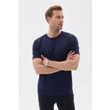 odelon Lımıted Düz Kısa Kollu Rayon Erkek Lacivert Triko Tişört