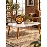 Odera Torna Set Beyaz Orta Sehpa Ve Zigon Sehpa 4'Lü Set Ahşap Ayaklı Modern Salon Sehpası