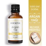 Odesense Argan Yağı 50 ml Soğuk Sıkım Doğal ve Saf Cilt ve Saç Bakım Yağı Bez Kese Argan Oil