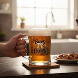 ODİ HOME Büyük Boy Renkli Beers Cheers Baskılı Cam Bira Bardağı Beer Glass Mug 600 ml