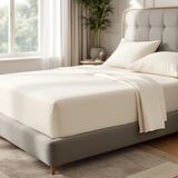 Odin 300 Tc Pamuk Saten King Size Çarşaf Ekru - 260*280 cm