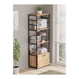 ODİNA Kitaplık 5 Raflı Çok Amaçlı Dosya Kitap Rafı Ofis Salon Raf 140CM 2 KAPAKLI