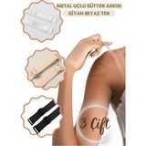 Odise 3 Çift Metal Uçlu Siyah-Beyaz-Ten Sütyen Askısı - Siyah - Beyaz - Ten - Standart