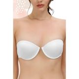 Odise Transparan (Sırtı Şeffaf) Düğün, Nişan,gece Kıyafeti Dekolte Abiye Sütyeni (Beyaz) Destekli Softcup - 90B