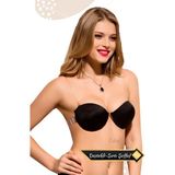 Odise Transparan (Sırtı Şeffaf) Düğün, Nişan,gece Kıyafeti Dekolte Abiye Sütyeni (Siyah) Destekli Softcup - 85B