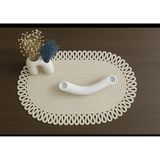 ODIYO Oval Jüt Runner Masa Örtüsü, 30x70 cm, Hasır Dokuma, Çift Taraflı, Doğal Krem,