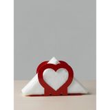 Odmek Kalp Figürlü Metal Peçetelik –masaüstü Peçete Tutucu (16×10×4 Cm) - Kırmızı