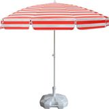 Ods Plaj Şemsiyesi 200/8 Kırmızı-Beyaz Çizgili + 20 Litre Bidonlu - 200 cm - Kırmızı - Beyaz