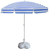 Ods Plaj Şemsiyesi 200/8 Mavi-Beyaz Çizgili + 20 Litre Bidonlu - 200 cm - Mavi - Beyaz