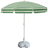 Ods Plaj Şemsiyesi 200/8 Yeşil-Beyaz Çizgili + 20 Litre Bidonlu - 200 cm - Yeşil - Beyaz