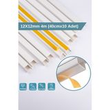 Odta 4 Metre (12X12MM) Kedinden Yapışkanlı Kablo Kanalı | 4m (10 Adet x 40CM) Kablo Gizleyici