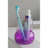 Oduman Modern Minimalist Cam Diş Fırçalık - Banyo Organizeri (11 cm) - Lila / Fuşya