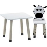 Odun Concept Ahşap Çocuk Oyun ve Aktivite Masa Sandalye Takımı Ahşap Zebra