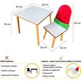 Odun Concept Çocuk Aktivite Masa ve Sandalye Takımı - Mdf- Karpuz - Yaz Sil Özellikli - Renkli