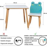 Odun Concept Çocuk Aktivite Masa ve Sandalye Takımı - Mdf- Kurbağa - Yaz Sil Özellikli - Renkli