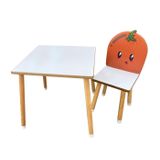 Odun Concept Portakal Doğal Ahşap Çocuk Aktivite Masa ve MDF