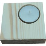 Oduncu Dünyası Oduncudünyası Ahşap Kare Kütük Mumluk Hediyelik 7,5 x 7,5 cm -10ADET - Krem - Bej