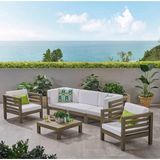 Oduns Antero 3+1+1 Bahçe Balkon Teras Ahşap Oturma Grubu (Beyaz)