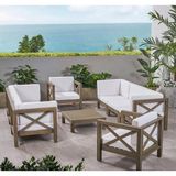 Oduns Simera 3+3+1+1 Bahçe Balkon Teras Ahşap Oturma Grubu (Beyaz)