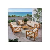 Oduns Simera 3+3+1+1 Bahçe Balkon Teras Ahşap Oturma Grubu (Krem)