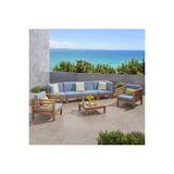 Oduns Veronika 4+1+1 Bahçe Balkon Teras Ahşap Oturma Grubu (Mavi)
