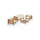 Oduns Vista 2+1+1 Bahçe Balkon Teras Ahşap Oturma Grubu (Krem)