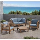 Oduns Vista 2+1+1 Bahçe Balkon Teras Ahşap Oturma Grubu (Mavi)